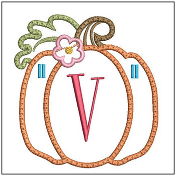 Pumpkin Banner 2 ABCs - V Fits a 5x7" Hoop Embroidery Designs