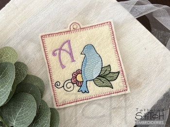 Bluebird ABC's Charm - H - Embroidery Designs & Patterns