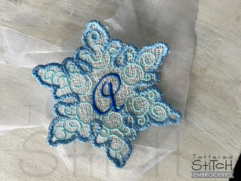 Snowflake Free Standing Lace ABCs - D Fits a 4x4" Hoop, Machine Embroidery Pattern,