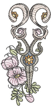 Floral Scissors - Machine Embroidery