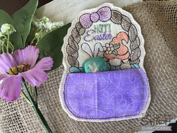 Gnome Pocket Bunny Basket Fits a  4x4", 5x7" & 8x8"  Hoop, Machine Embroidery