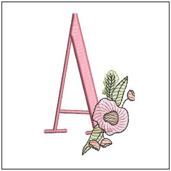 Peony ABCs Alphabet - A - Fits a 4x4" Hoop, Machine Embroidery Pattern, 