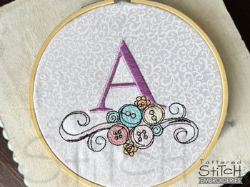 Buttons ABCs - O - Fits a 4x4" Hoop, Machine Embroidery Pattern,