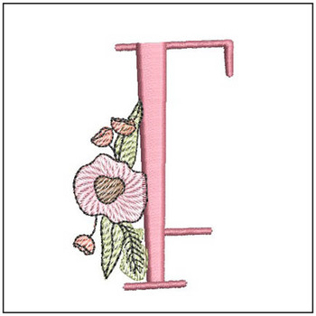 Peony ABCs Alphabet - F - Fits a 4x4" Hoop, Machine Embroidery Pattern, 