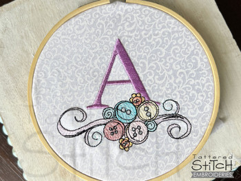 Buttons ABCs - U - Fits a 4x4" Hoop, Machine Embroidery Pattern,