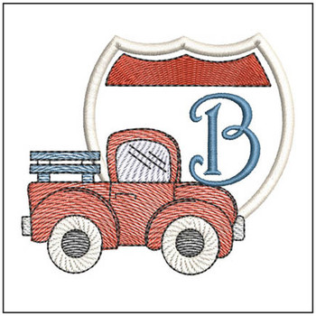 Truck ABCs - B - Fits a 4x4" Hoop, Machine Embroidery Pattern,