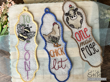 Barnyard Friends Bookmark Free Standing Lace Bundle- Fits a  & 5x7" Hoop, Machine Embroidery