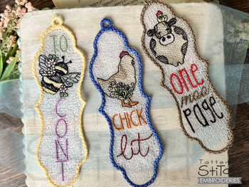 One More Moo Bookmark Free Standing Lace - Fits a  & 5x7" Hoop, Machine Embroidery 