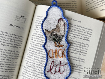 Chick Lit Bookmark Free Standing Lace - Fits a  & 5x7" Hoop, Machine Embroidery