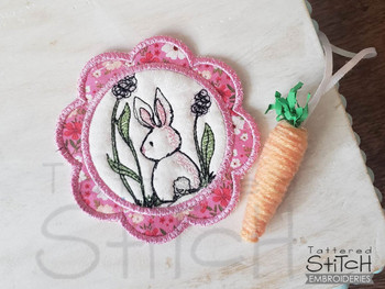 Bunny In Grass Coaster  - Embroidery Designs