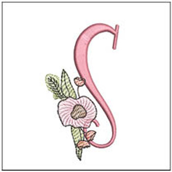 Peony ABCs Alphabet -S- Fits a 4x4" Hoop, Machine Embroidery Pattern, 