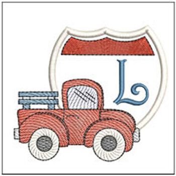 Truck ABCs -L - Fits a 4x4" Hoop, Machine Embroidery Pattern,