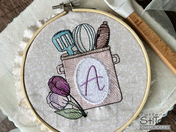 Kitchen Utensils ABCs - D - Fits a 4x4" Hoop, Machine Embroidery Pattern,