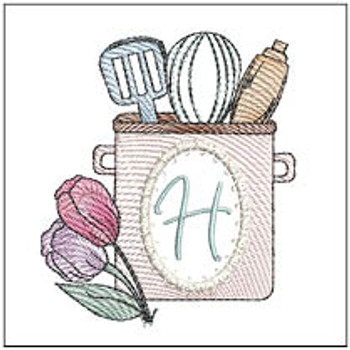 Kitchen Utensils ABCs - H - Fits a 4x4" Hoop, Machine Embroidery Pattern,