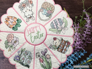 Large Easter Circular Placemat - Fits a 6x10" Hoop - Embroidery Designs & Patterns