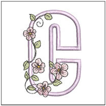 Cherry Blossoms Applique ABCs - C - Fits a 4x4" Hoop, Machine Embroidery Pattern,