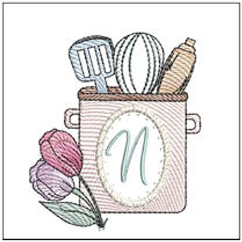 Kitchen Utensils ABCs -N- Fits a 4x4" Hoop, Machine Embroidery Pattern,