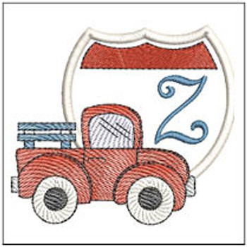 Truck ABCs - Z- Fits a 4x4" Hoop, Machine Embroidery Pattern,