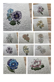 Flower of the Month Quilt Block - April - Embroidery Designs