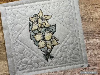 Flower of the Month Quilt Block - March- Embroidery Designs