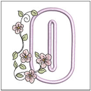 Cherry Blossoms Applique ABCs - O- Fits a 4x4" Hoop, Machine Embroidery Pattern, 