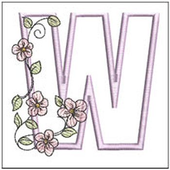 Cherry Blossoms Applique ABCs -W Fits a 4x4" Hoop, Machine Embroidery Pattern,
