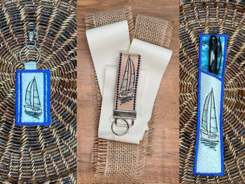 Sailboat  Pen Protector   - Fits a 5x7" Hoop - Machine Embroidery Designs