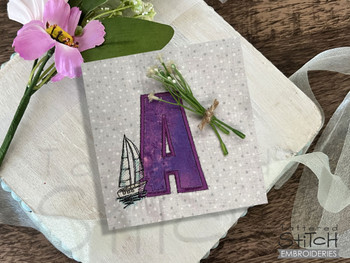 Sail  ABCs - E(NEW)  Fits a 4x4" Hoop, Machine Embroidery Pattern, 