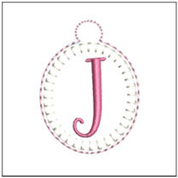 Oval ABCs Charm -J- Fits a 4x4" Hoop, Machine Embroidery Pattern,