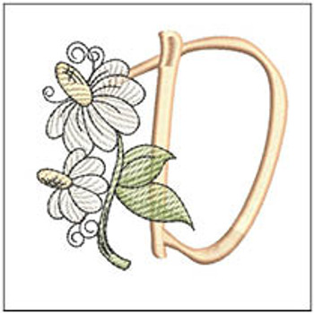 Blackeyed Susans ABCs - D- Fits a 4x4" Hoop, Machine Embroidery Pattern,