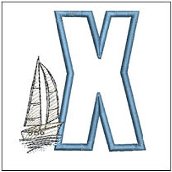 Sail ABCs - X - 4x4" Hoop, Machine Embroidery Pattern