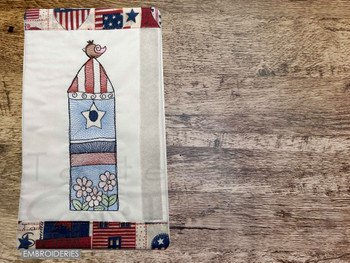 Patriotic Birdhouse Fridge Handle Wrap-Embroidery Designs & Patterns