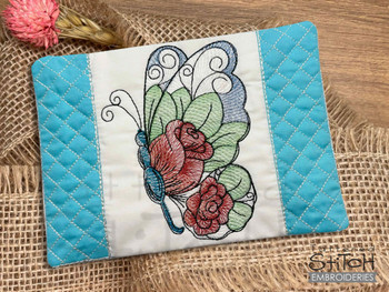 Rose Winged Butterfly Trivet - Coaster - Machine Embroidery
