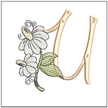 Black-eyed Susans ABCs - U - Fits a 4x4" Hoop, Machine Embroidery Pattern, 