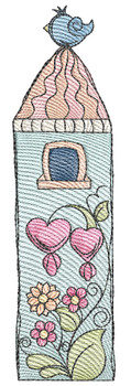 Bleeding Hearts Birdhouse  - Embroidery Designs & Patterns