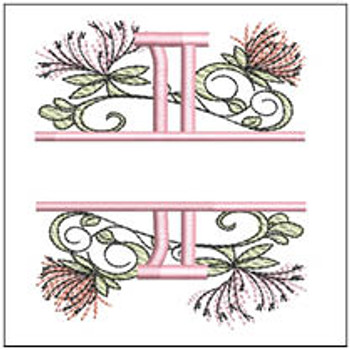 Floral Split Monogram ABCS - I- Fits a 4x4" Hoop, Machine Embroidery Pattern, 