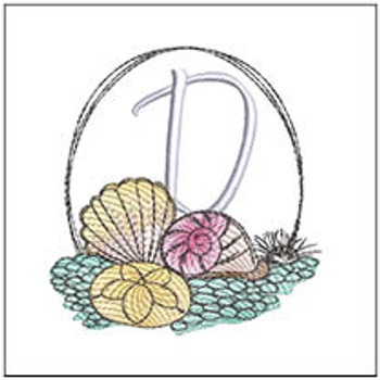 Shells ABCs - D - Fits a 4x4" Hoop, Machine Embroidery Pattern, 