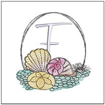 Shells ABCs - F - Fits a 4x4" Hoop, Machine Embroidery Pattern,