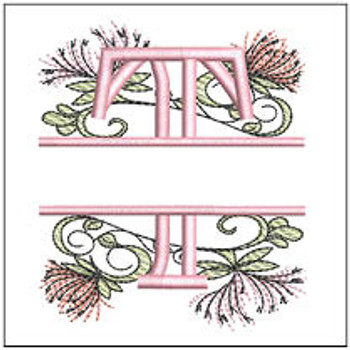 Floral Split Monogram ABCS - T- Fits a 4x4" Hoop, Machine Embroidery Pattern,