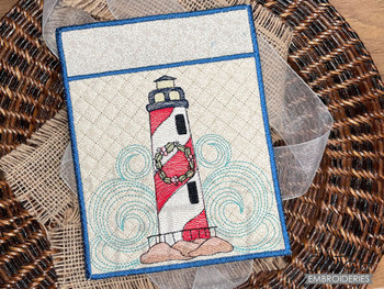 Holiday Lighthouse Pocket Potholder - Embroidery Designs