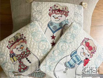 Snowshoe Snowman Interchangeable Pillow Covers  Embroidery Designs & Patterns