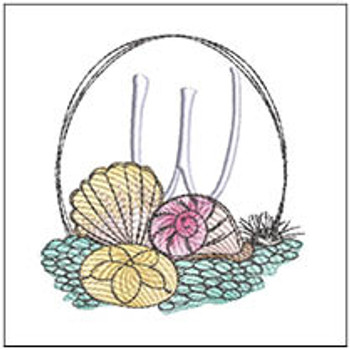 Shells ABCs -W- Fits a 4x4" Hoop, Machine Embroidery Pattern,