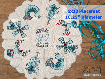 Dutch Christmas Circular Placemat - Fits a 6x10" Hoop - Embroidery Designs & Patterns