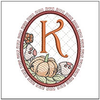 Pumpkin ABCs -K- Fits a 4x4" Hoop, Machine Embroidery Pattern,