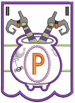 Cauldron Bunting Alphabet Letter P - Embroidery Design