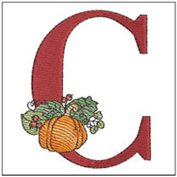 Vine Pumpkin - ABCs -C - Fits a 4x4" Hoop, Machine Embroidery Pattern,