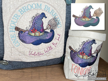 Witch Hat & Broom  - Fits Multiple Hoops - Embroidery Designs