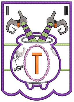 Cauldron Bunting Alphabet Letter T - Embroidery Design