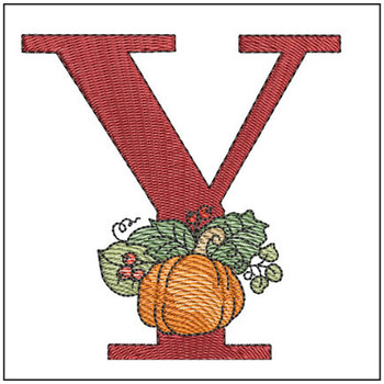 Vine Pumpkin - ABCs - Y- Fits a 4x4" Hoop, Machine Embroidery Pattern,