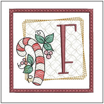 Candy Cane Coaster ABCs - F - Fits a 4x4" Hoop, Machine Embroidery Pattern,